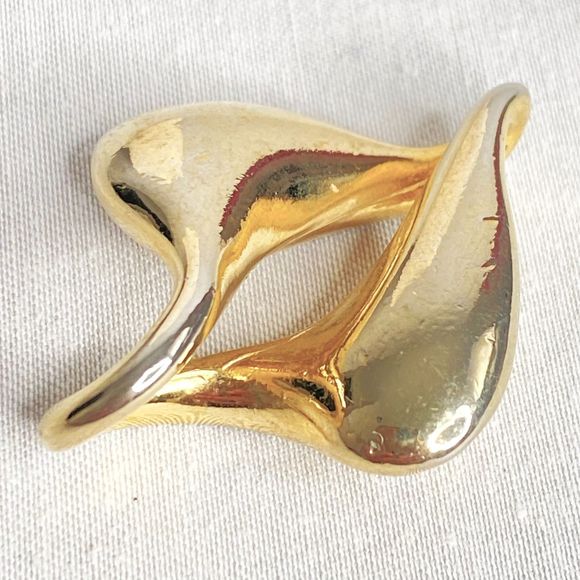 Modernist bstract Teardrop Heart? Gold Tone Pendant - Picture 4 of 7